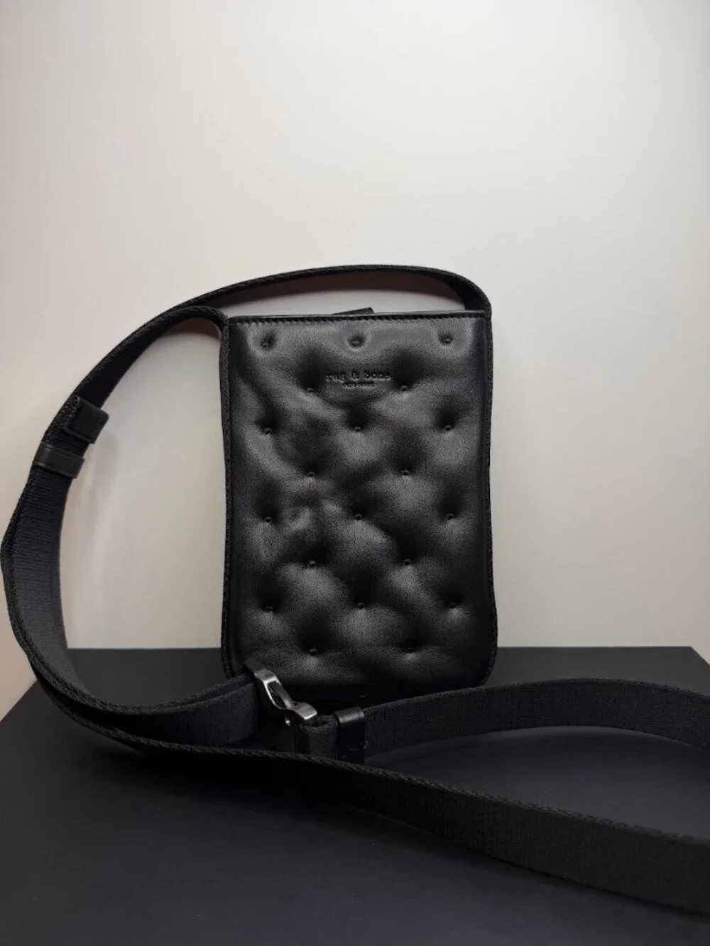 Rag & Bone Black Quilted Leather Riser Phone Crossbody Bag